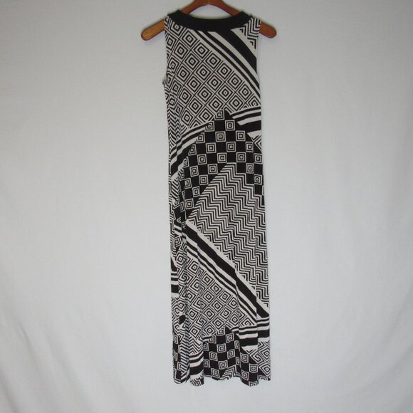 Chico's Travelers Brown White Abstract Print Sleeveless Maxi Dress Women's S 4 - Picture 8 of 9
